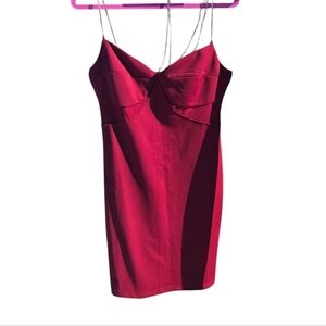 Hera Collection red Mini Dress with Silver Chain Straps size large